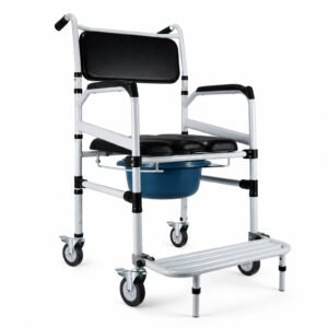 Vatocare bedside commode chair white-background view 2, designed with clear functional design for home-care toileting needs