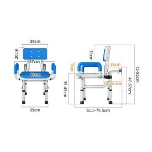 Vatocare bathroom shower chair, alternate product view 2, with user-friendly details for safer seated bathing