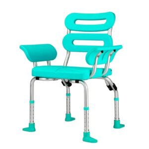 Primary product view showing a Vatocare bathroom shower chair with mobility-focused design for safer seated bathing