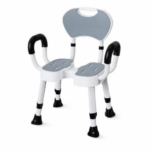 White-background view 1 showing a Vatocare bathroom shower chair with supportive structure for daily hygiene assistance