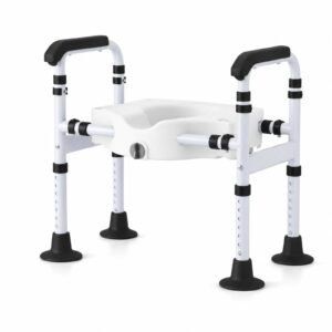 Alternate product view 3 of a Vatocare toilet safety rail with user-friendly details for daily toileting assistance