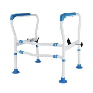 White-background view 1 of a Vatocare toilet safety rail with clear functional design for accessible bathroom support