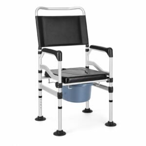 White-background view 2 of a Vatocare bedside commode chair with practical construction for home-care toileting needs