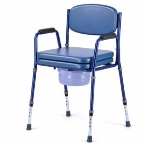Vatocare bedside commode chair white-background view 2, designed with mobility-focused design for stable seated toileting