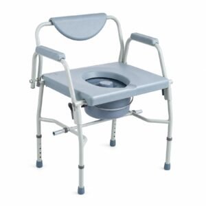 White-background view 3 showing a Vatocare bedside commode chair with accessible care design for daily hygiene assistance
