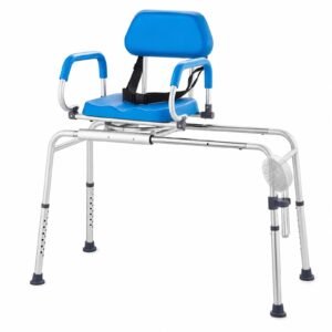 Vatocare bathroom shower chair white-background view 1, designed with home-care construction for reduced-slip bathing support