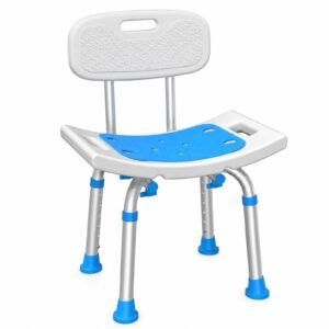 Vatocare bathroom shower chair white-background view 1, designed with user-friendly details for home-care bathroom safety