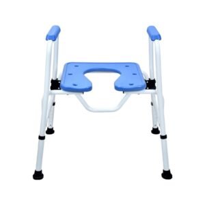 Primary product view of a Vatocare bedside commode chair with user-friendly details for stable seated toileting