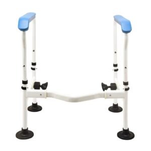 Alternate product view 2 of a Vatocare toilet safety rail with supportive structure for safer toilet transfers
