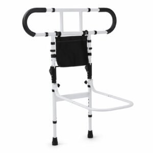 Vatocare adjustable bed safety rail, white-background view 1, highlighting accessible care design for safer bed entry and exit