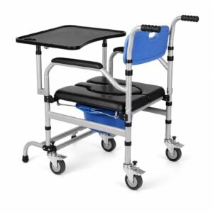 Vatocare bedside commode chair, white-background view 3, highlighting easy-care construction for daily hygiene assistance