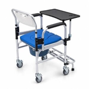 White-background view 2 of a Vatocare bedside commode chair with easy-care construction for stable seated toileting