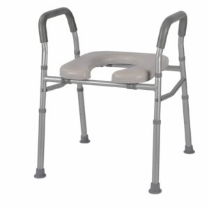 Vatocare bedside commode chair, white-background view 1, with home-care construction for daily hygiene assistance