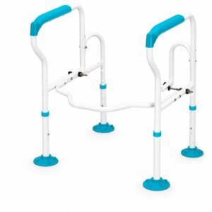 Vatocare toilet safety rail white-background view 1, designed with supportive structure for bathroom balance support