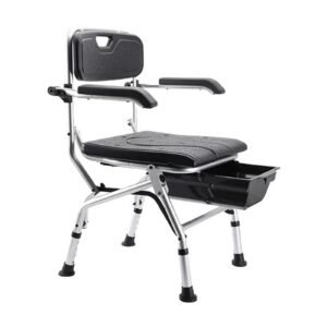 Primary product view showing a Vatocare bedside commode chair with clear functional design for safer toileting support
