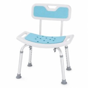 White-background view 1 showing a Vatocare bathroom shower chair with daily-use setup for safer seated bathing