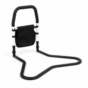 Vatocare adjustable bed safety rail, angled view 3, highlighting practical construction for safer bed entry and exit