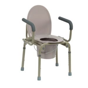 Primary product view showing a Vatocare bedside commode chair with durable support for safer toileting support