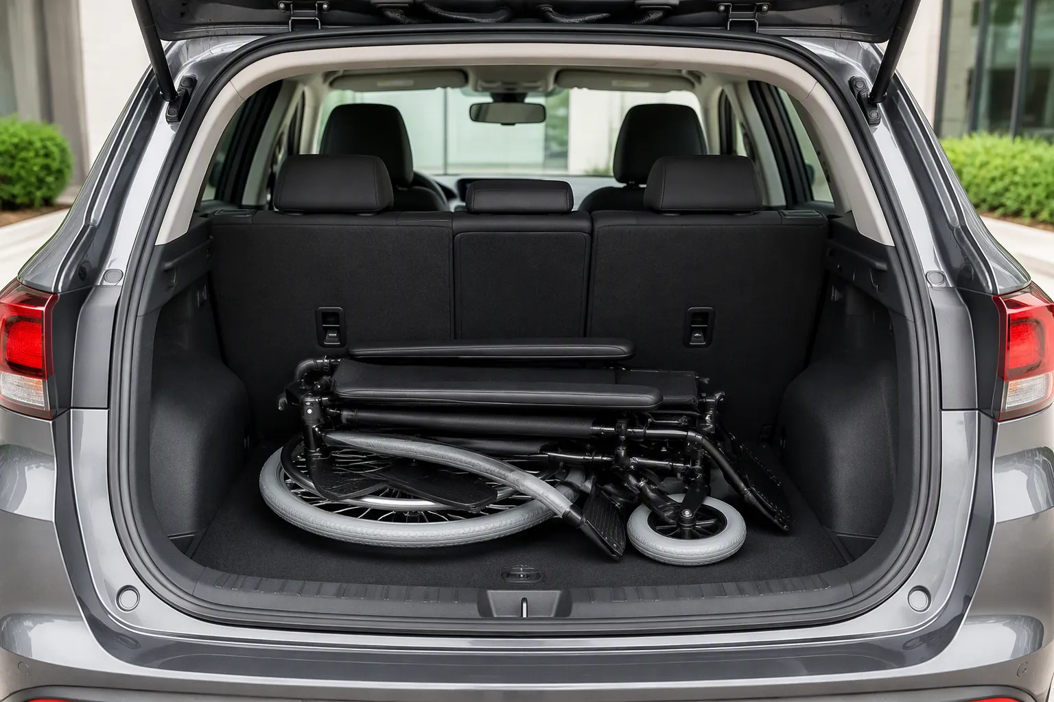 Will a folding wheelchair fit in my car trunk without folding the back seats?
